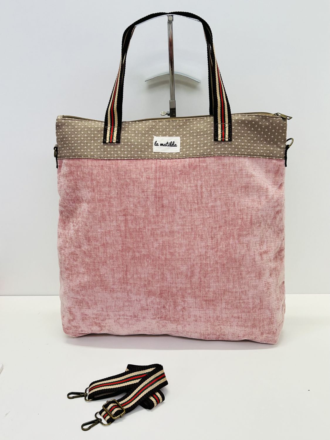 Bolsa de Viaje Grande Terciopelo Rosa