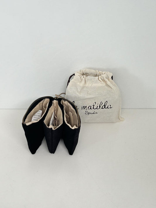 Monedero Tres Compartimentos Unicolor Negro