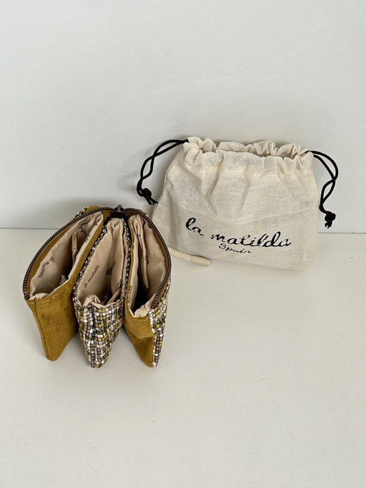 Monedero Tres Compartimentos Tartar Amarillo