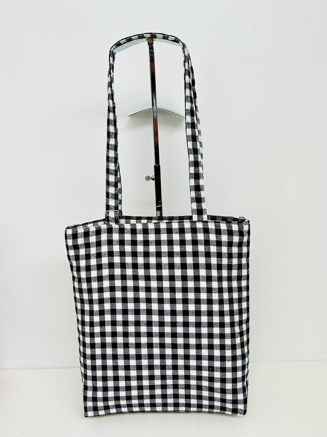 Bolsa Tote Bag Gingham Negro