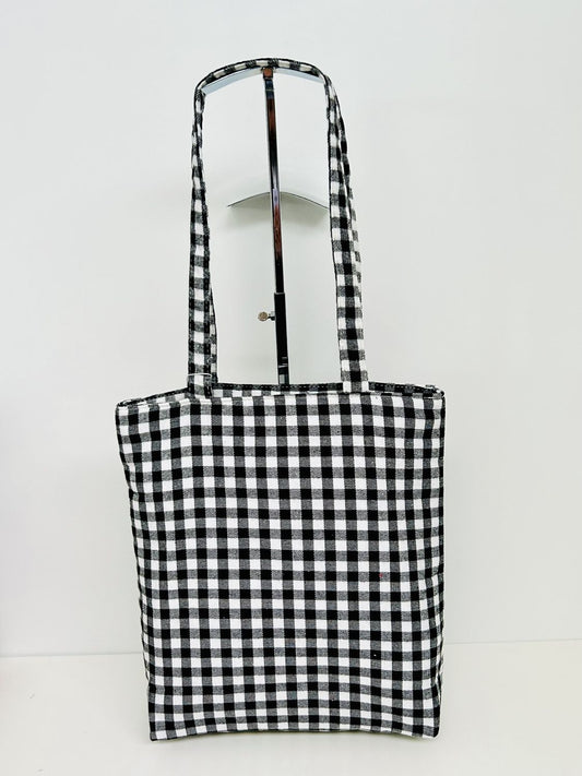 Bolsa Tote Bag Gingham Negro