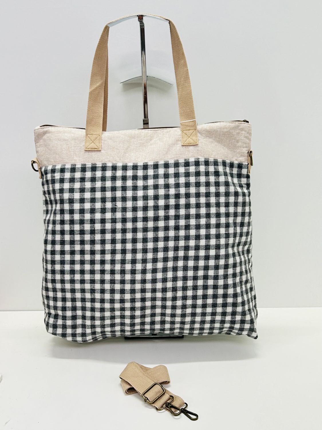 Bolsa de Viaje Grande Gingham Gris