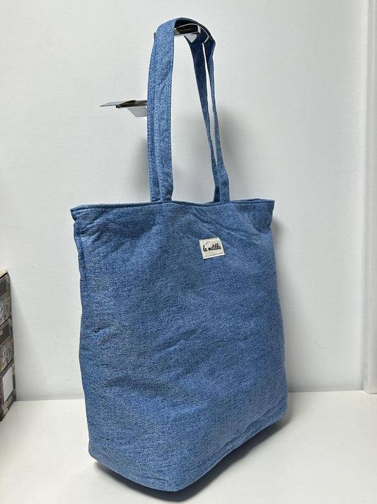 Bolsa Tote Bag Grande Unicolor Azul