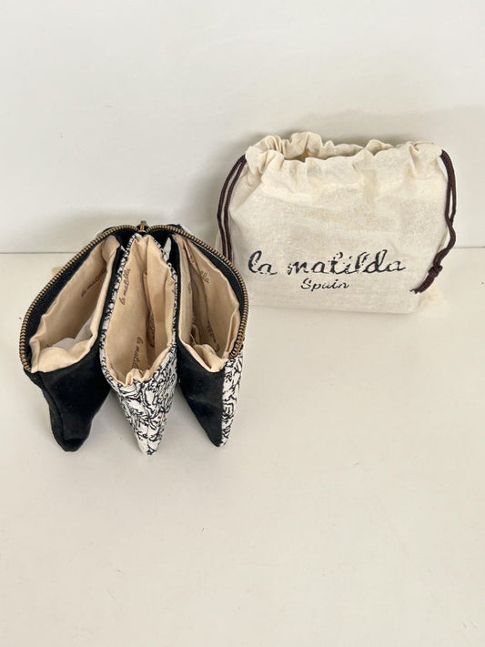 Monedero Tres Compartimentos Pattern Negro