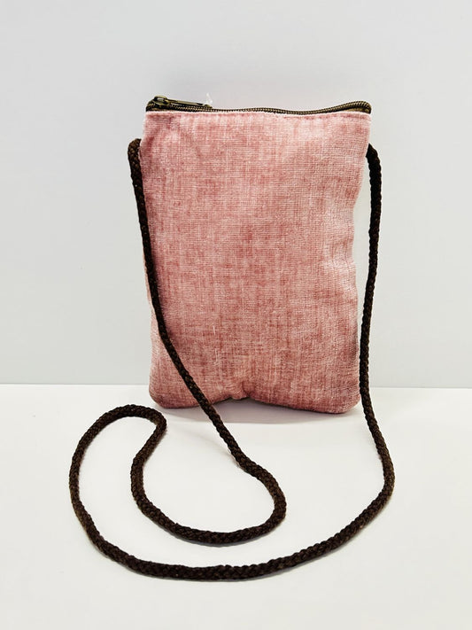 Bolso Cuelga Móvil Terciopelo Rosa