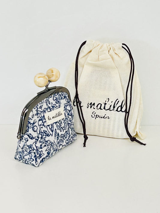 Monedero de Boquilla con Cierre de Bolas Pattern Azul