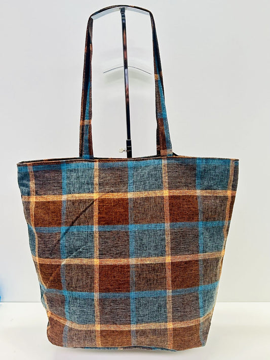 Bolsa Tote Bag Grande Cuadros S