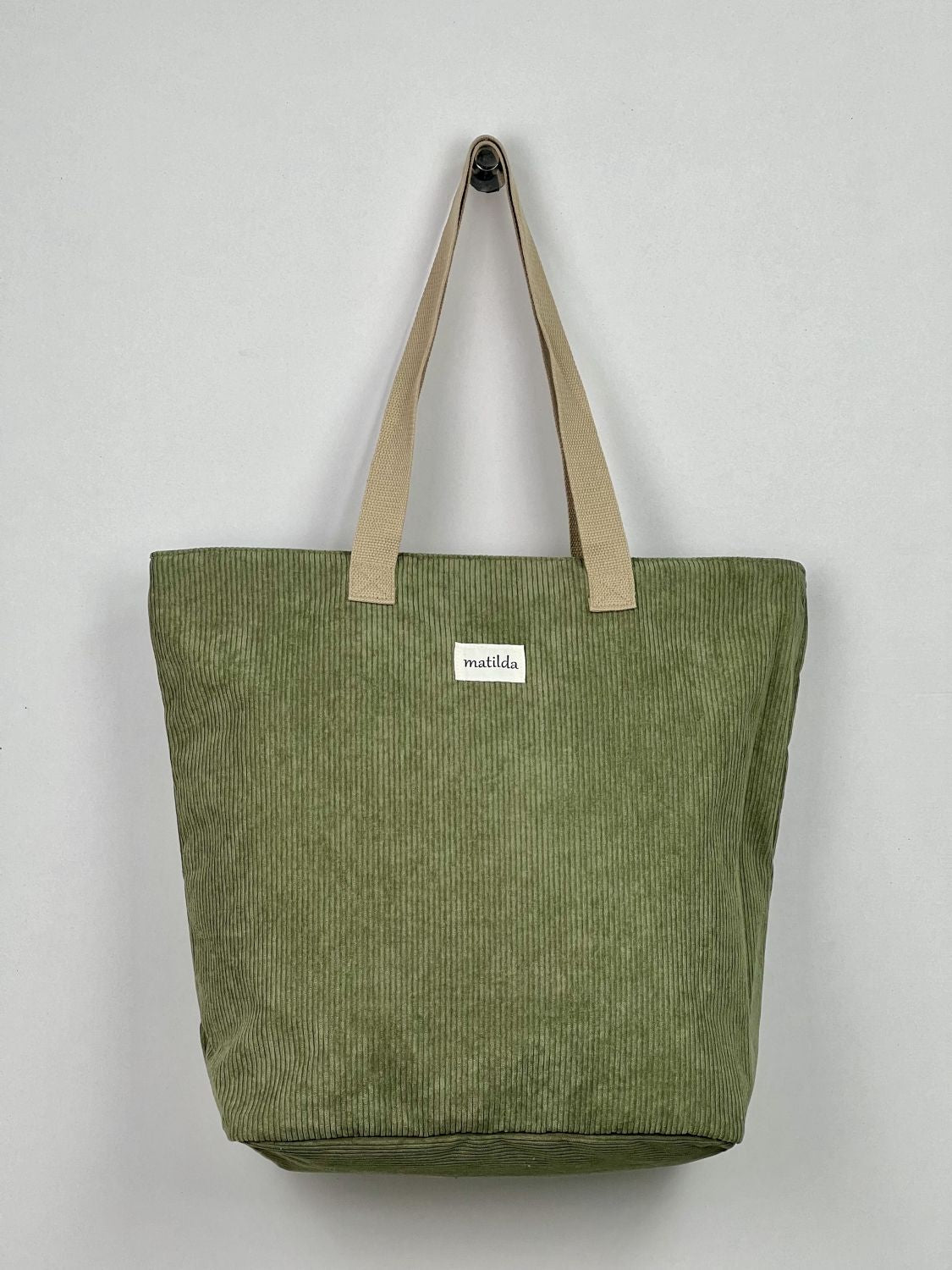 Bolsa Tote Bag grande en Pana Verde