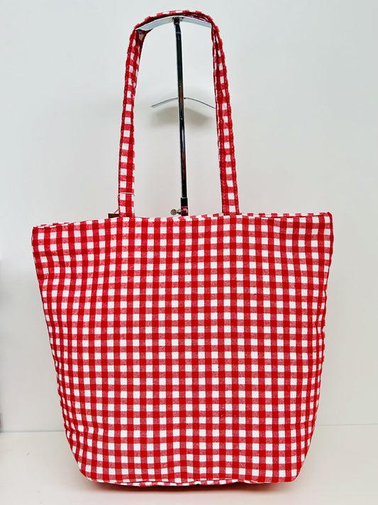 Bolsa Tote Bag Grande Gingham Rojo