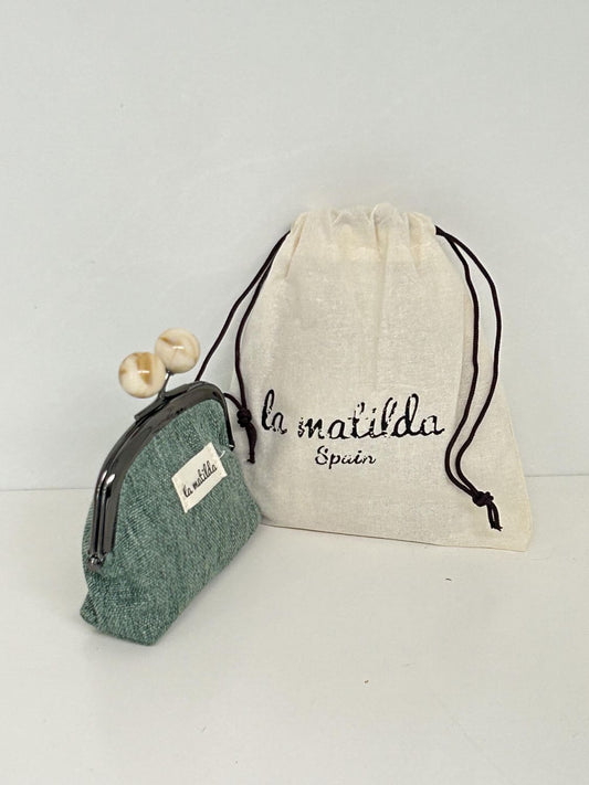 Monedero de Boquilla con Cierre de Bolas Unicolor Verde