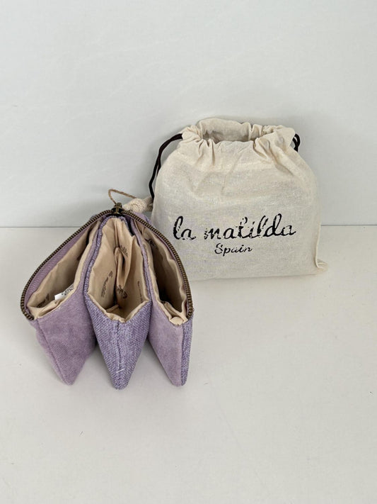 Monedero Tres Compartimentos Unicolor Violeta