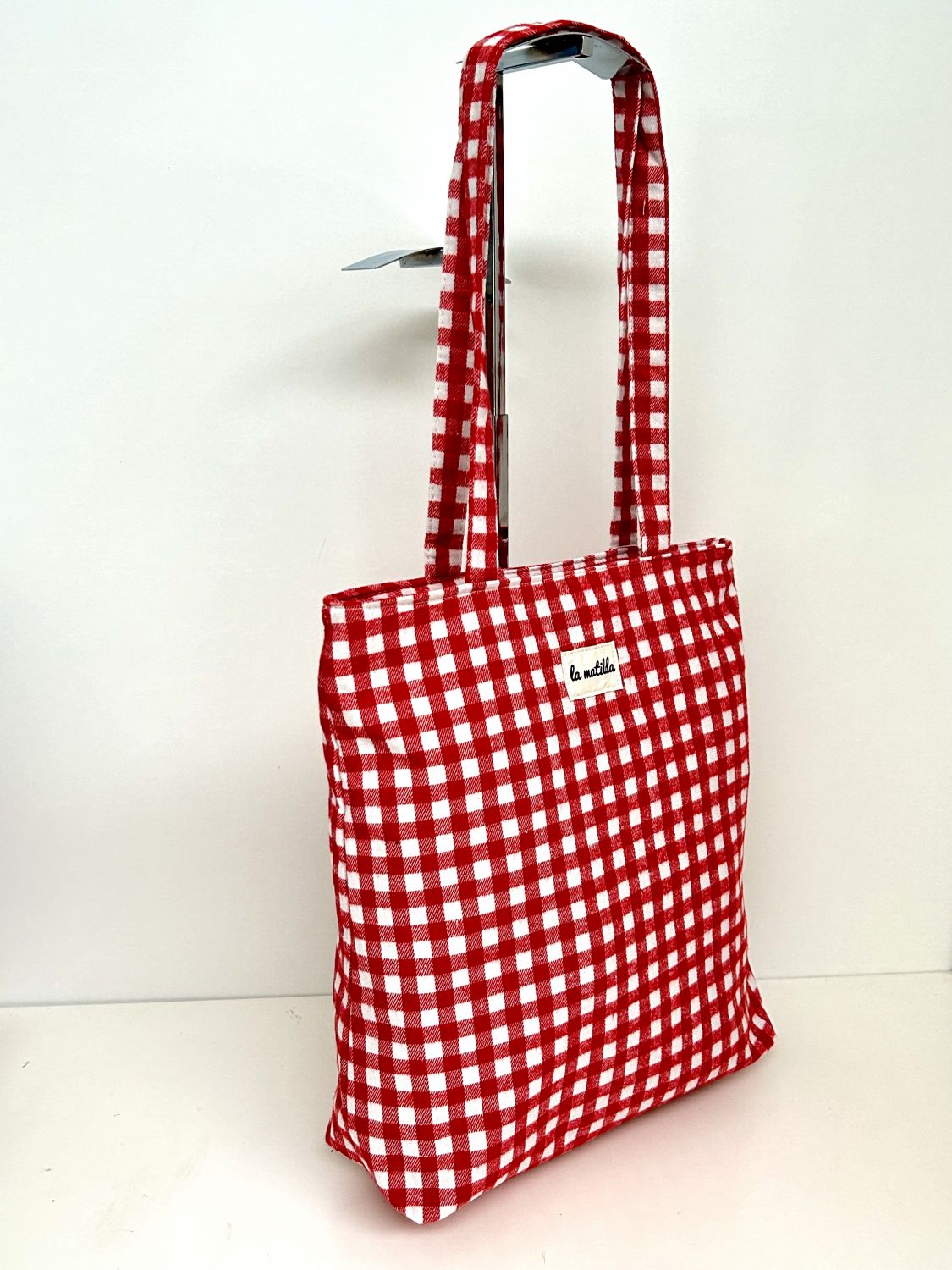 Bolsa Tote Bag Gingham Rojo