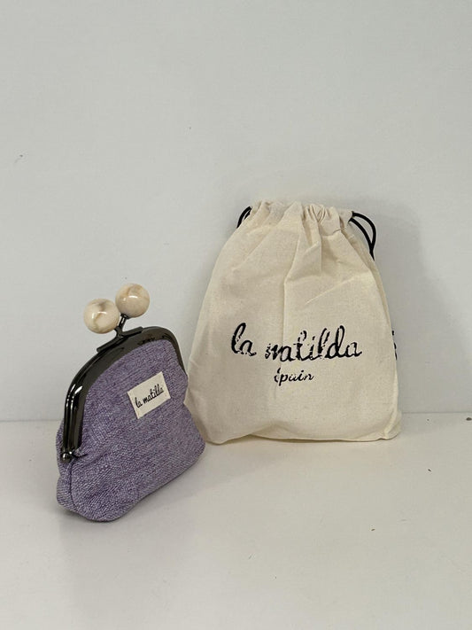 Monedero de Boquilla con Cierre de Bolas Unicolor Violeta