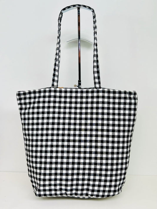 Bolsa Tote Bag Grande Gingham Negro
