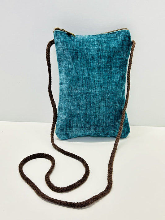 Bolso Cuelga Móvil Terciopelo Verde