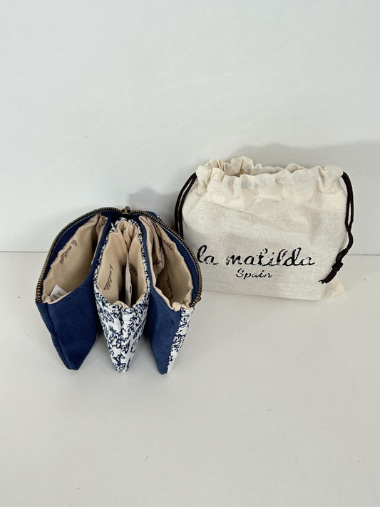 Monedero Tres Compartimentos Pattern Azul