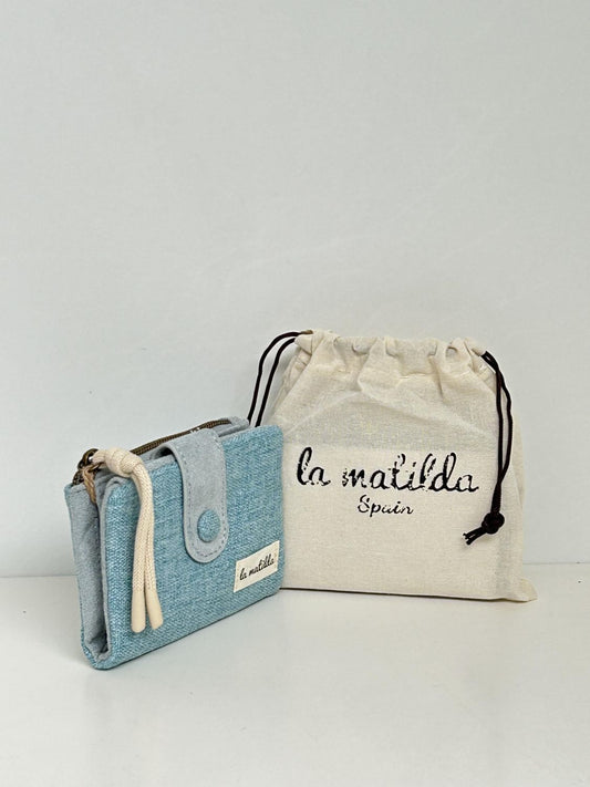 Cartera Pequeña Unicolor Celeste
