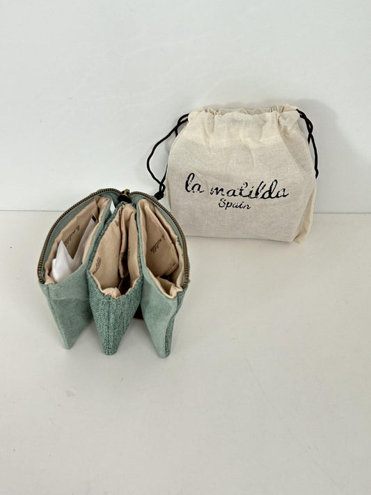 Monedero Tres Compartimentos Unicolor Verde