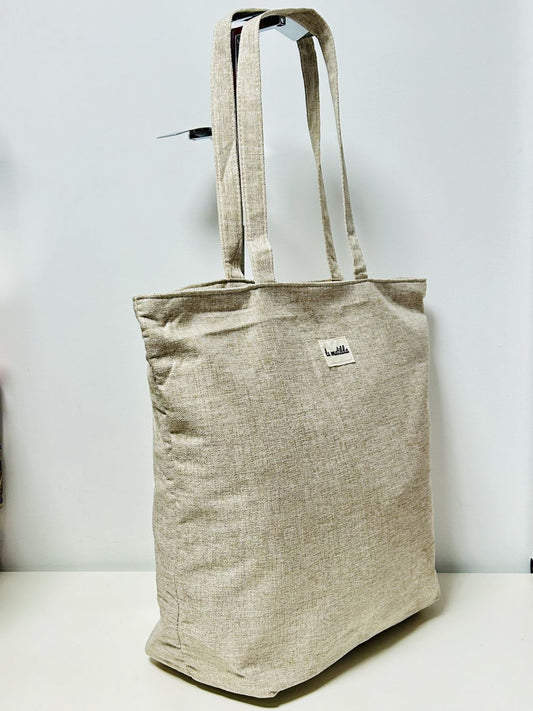 Bolsa Tote Bag Grande Unicolor Beige
