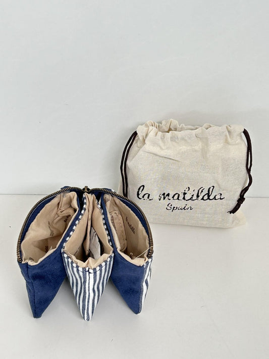 Monedero Tres Compartimentos Marinera Azul