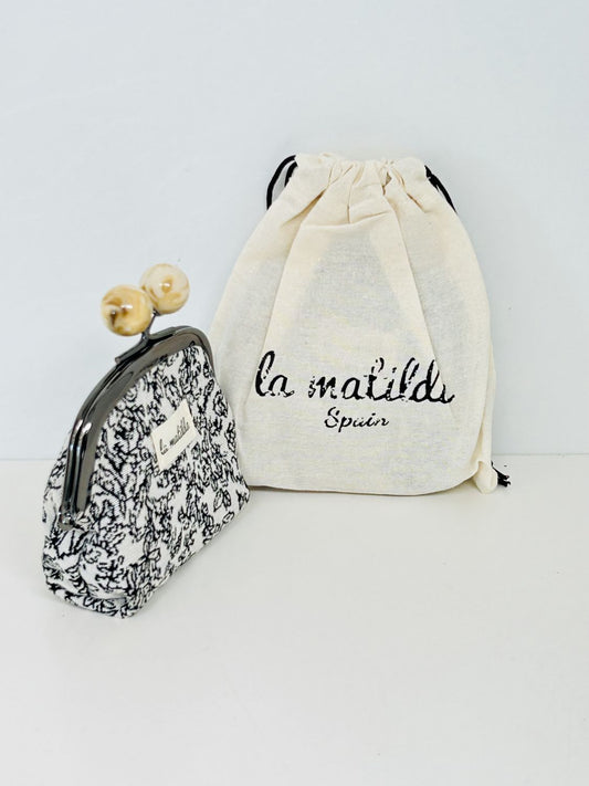 Monedero de Boquilla con Cierre de Bolas Pattern Negro