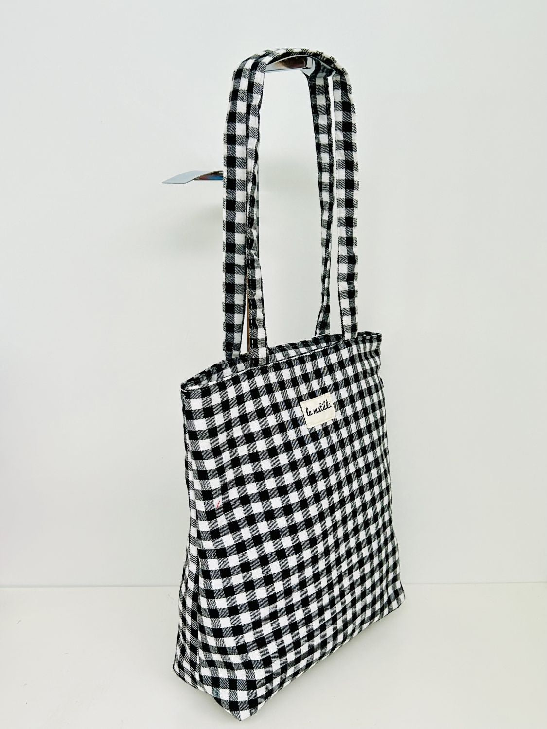 Bolsa Tote Bag Gingham Negro