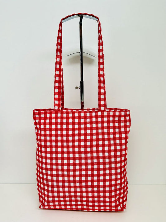 Bolsa Tote Bag Gingham Rojo