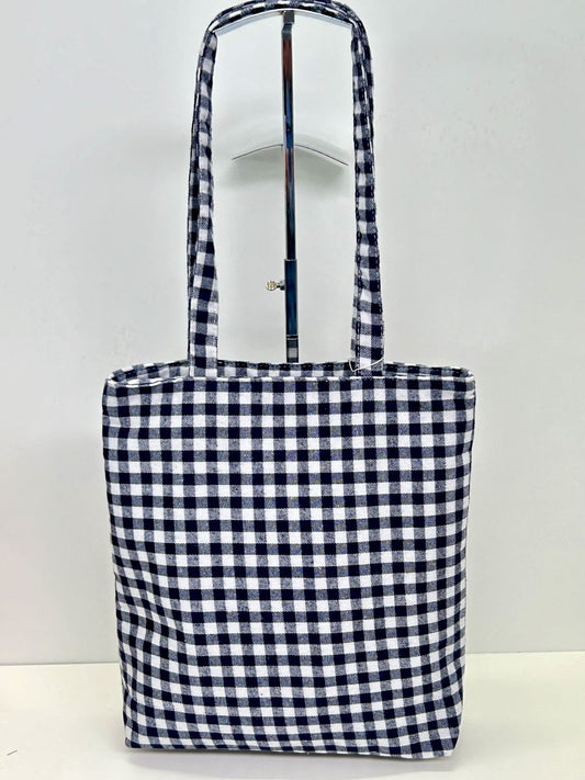 Bolsa Tote Bag Gingham Azul