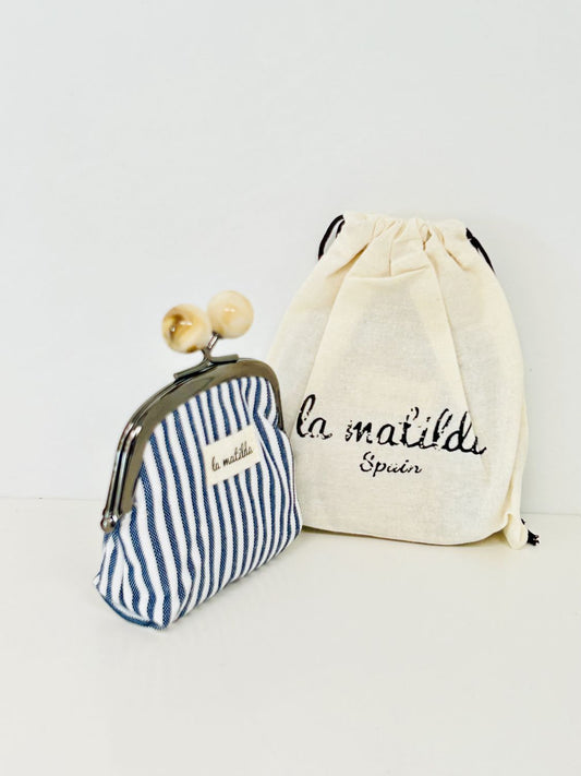 Monedero de Boquilla con Cierre de Bolas Marinera Azul