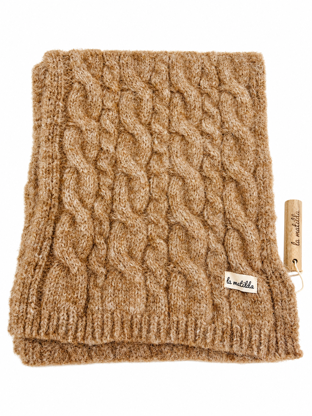 Bufanda de Lana Camel Trenzado