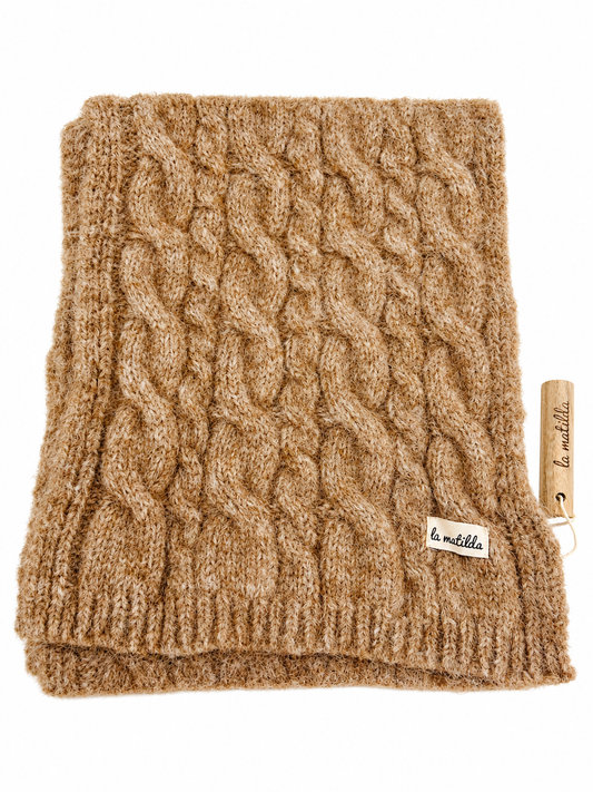Bufanda de Lana Camel Trenzado