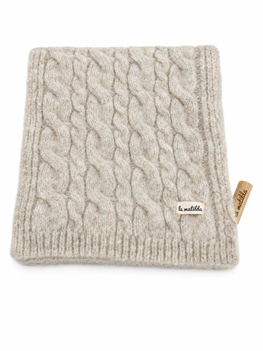 Bufanda de Lana Beige Trenzado