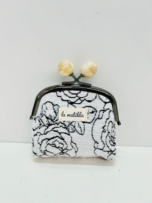 Monedero de Boquilla con Cierre de Bolas Rosa Negra