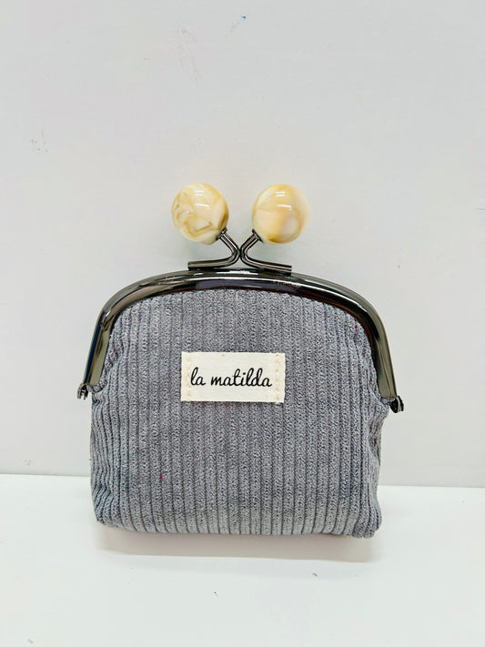 Monedero de Boquilla con Cierre de Bolas Pana Antracita