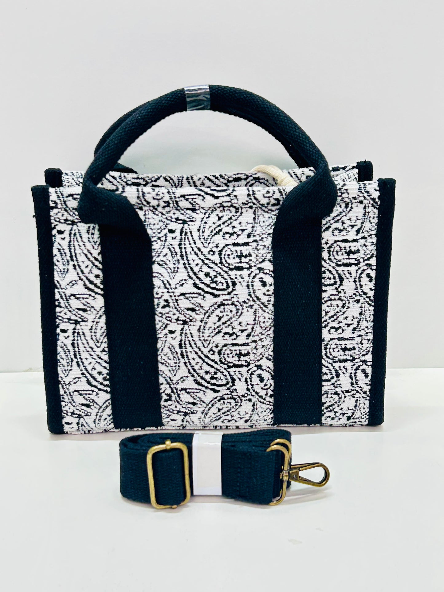 Bolso de mano Hojas Negro