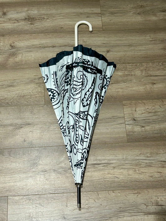 Paraguas largo 16 varillas La Matilda Hojas Negro