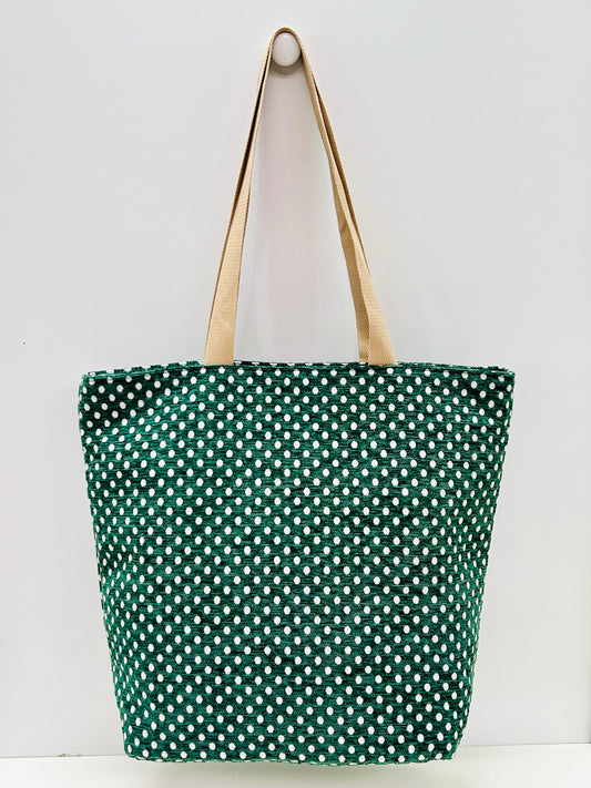 Bolsa Tote Bag Grande Lunares Verde