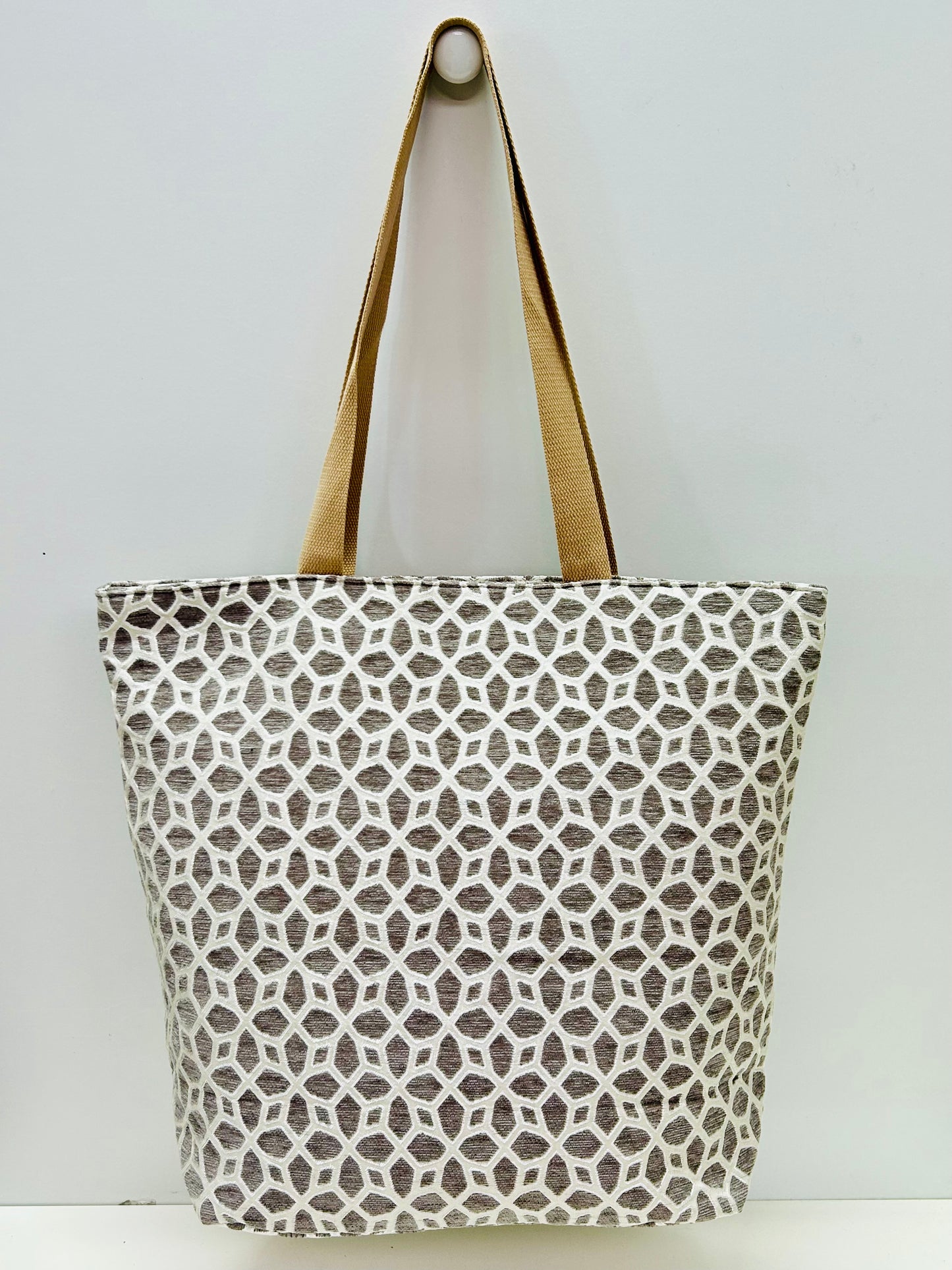 Bolsa Tote Bag Grande Gris Hilo Plata