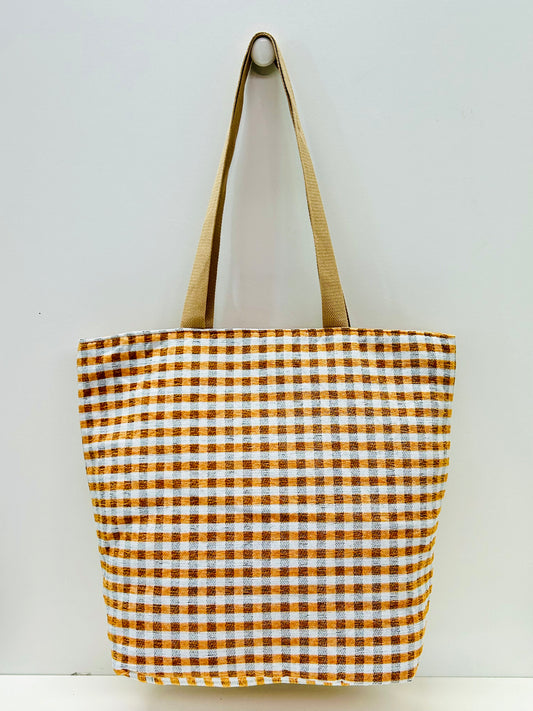 Bolsa Tote Bag Grande Gingham Mostaza
