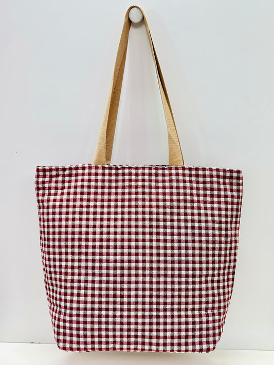 Bolsa Tote Bag Grande Gingham Rojo-Negro