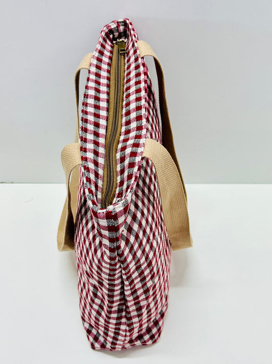 Bolsa Tote Bag Gingham Rojo-Negro