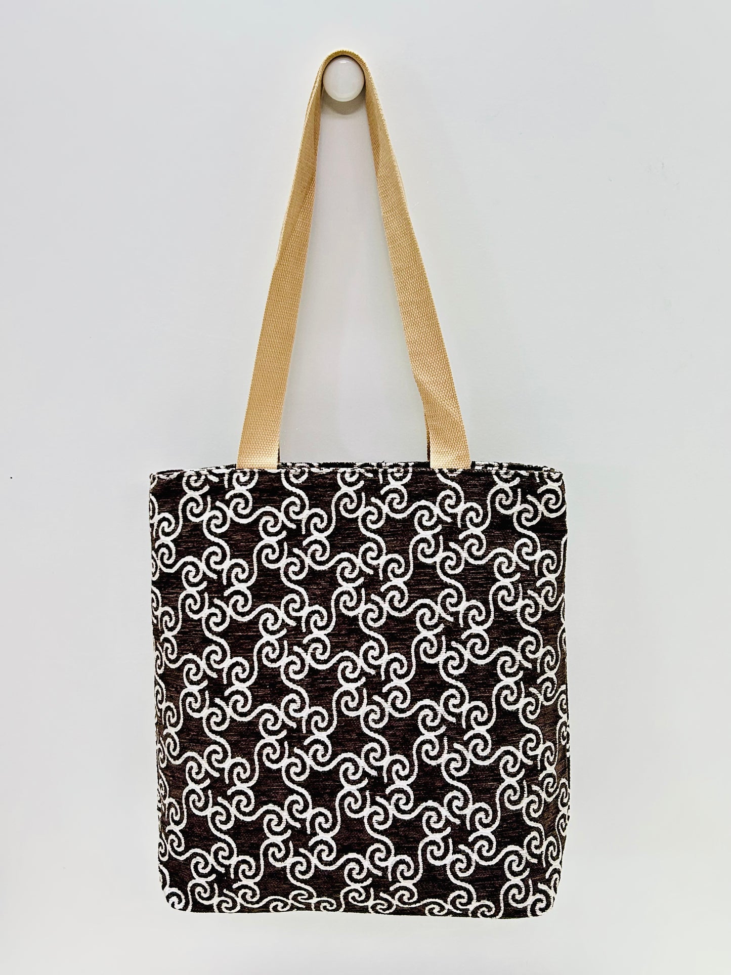 Bolsa Tote Bag Marrón Hilo Plata