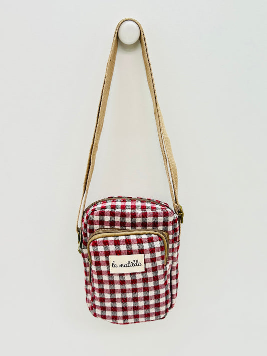 Bolso Cuelga Móvil Ghingham Rojo-Negro