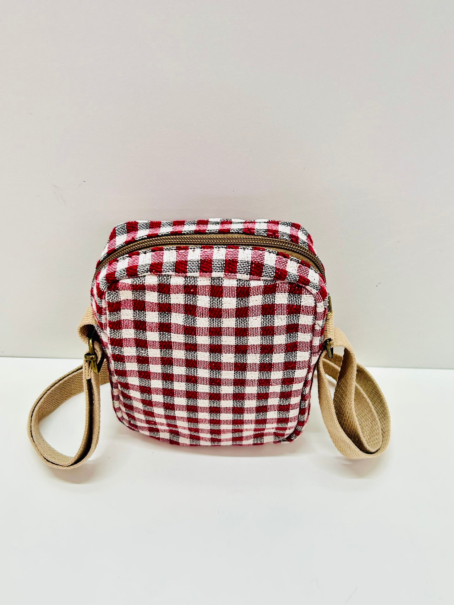 Bolso Cuelga Móvil Ghingham Rojo-Negro