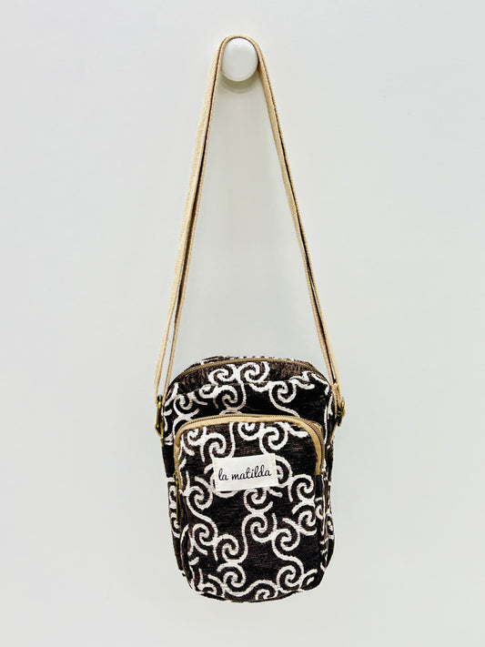 Bolso Cuelga Móvil marrón Hilo Plata