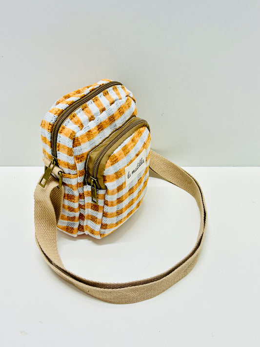 Bolso Cuelga Móvil Ghingham Mostaza