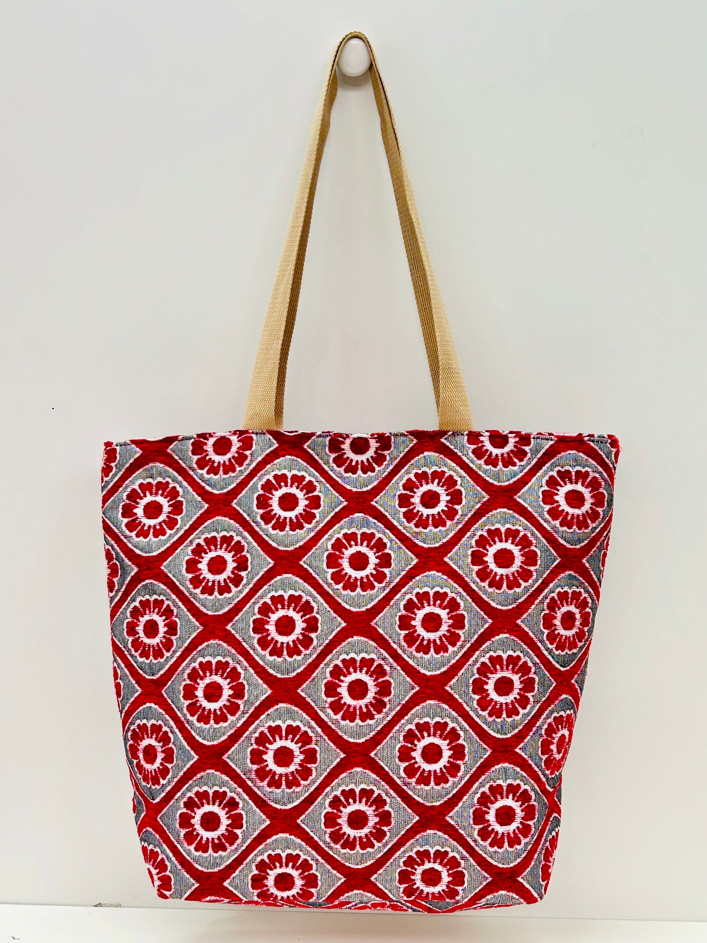 Bolsa Tote Bag Grande Flor Roja