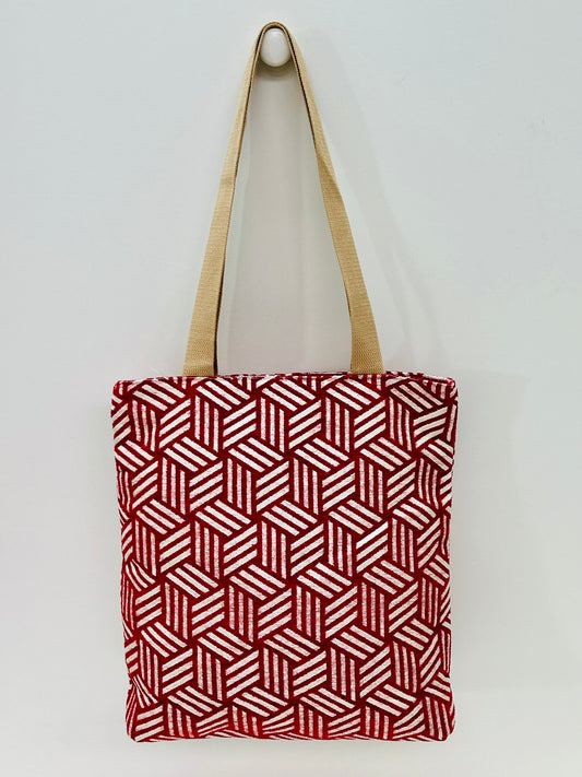 Bolsa Tote Bag Rojo Hilo Plata