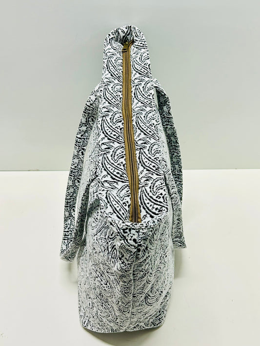 Bolsa Tote Bag Grande Hojas Negro