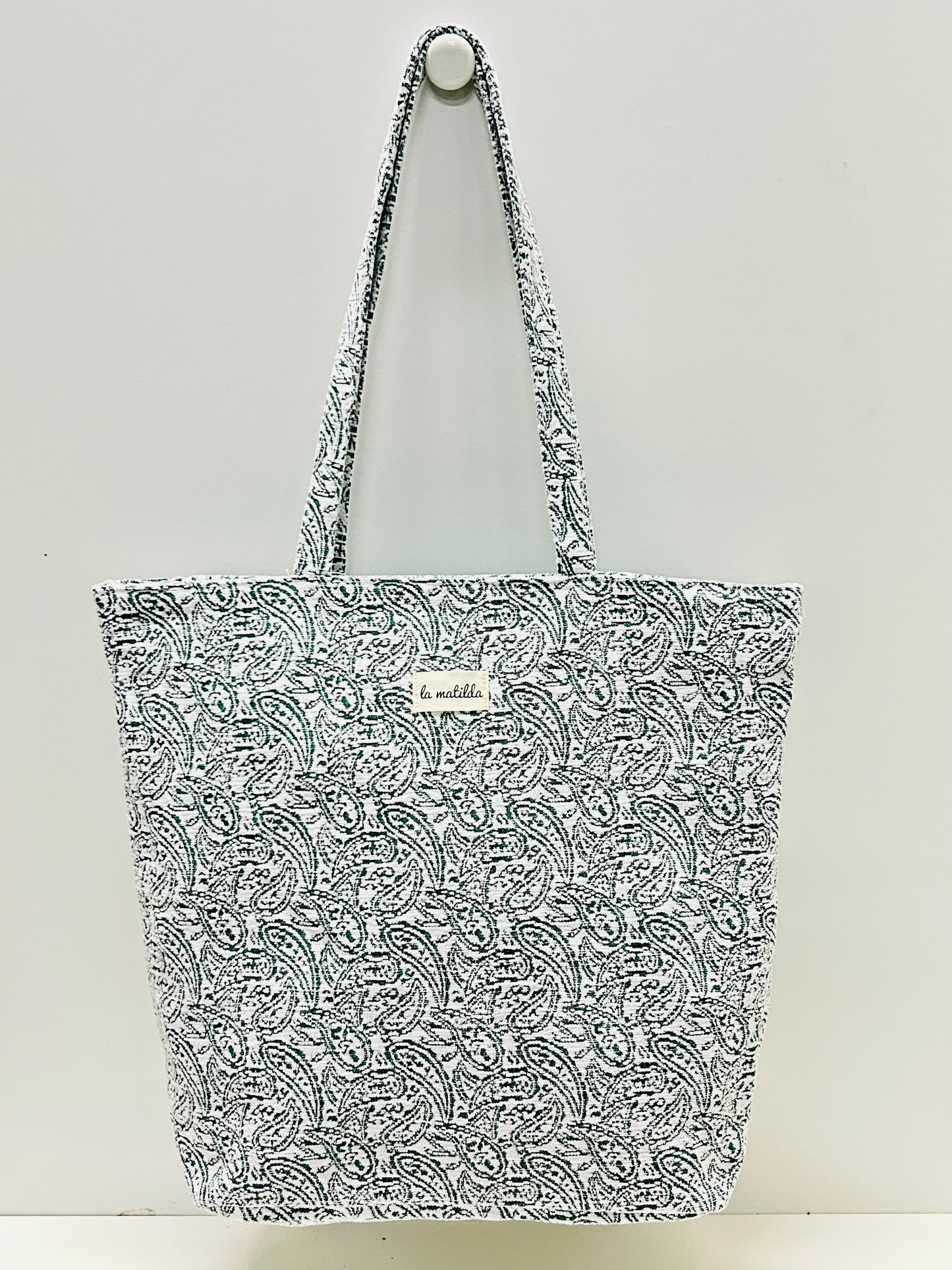 Bolsa Tote Bag Grande Hojas Verde